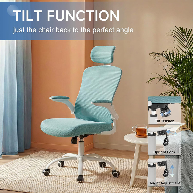 Ergonomic Mesh Desk Chair with Lumbar Support, Headrest & Flip-Up Arms gallery