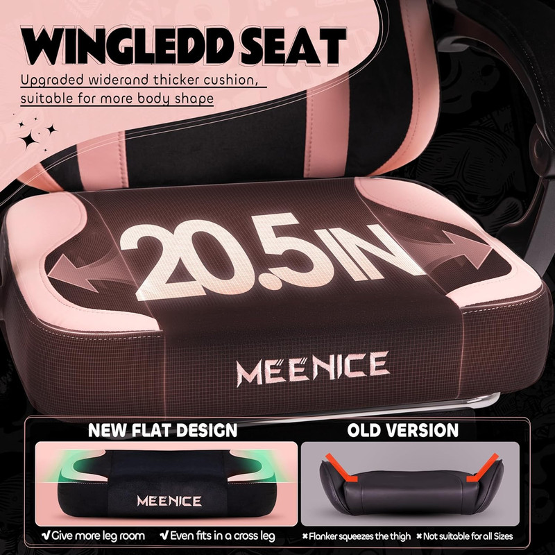 Pink Gaming Chair Cute with Cat Ears Paw Lumbar and Cushion,Ergonomic Computer C gallery