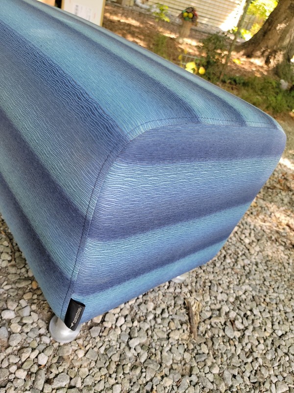 STEELCASE TURNSTONE ALIGHT RARE LARGE BENCH OTTOMAN VTG BLUE TURQUOISE MCM RETRO gallery