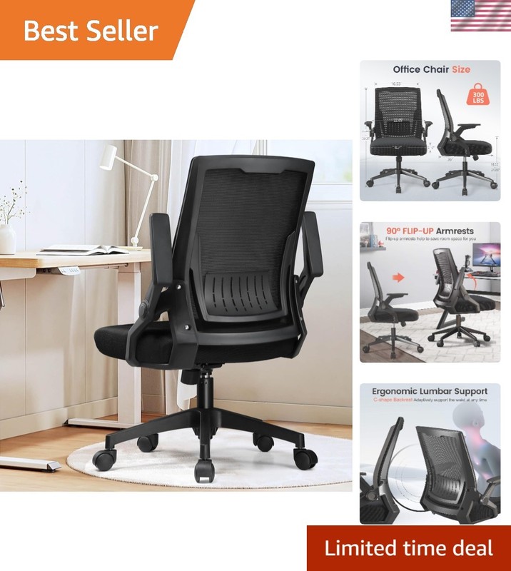 Adjustable Height Ergonomic Chair for Home Office & Gaming - Breathable Mesh
