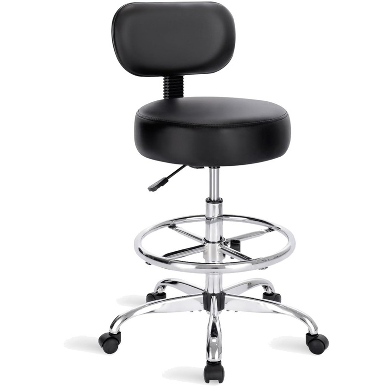 Ergonomic Drafting Chair with Quiet Casters & Easy Assembly – Black