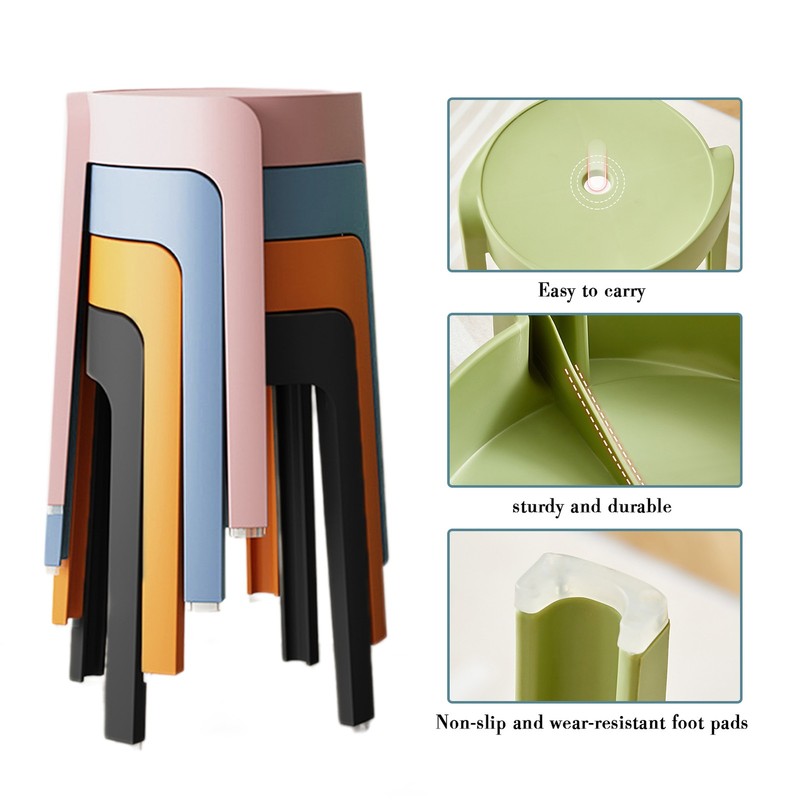 6PCS Plastic Bar Stacking Stools For Kids Students Classroom Home 330lbs Load gallery