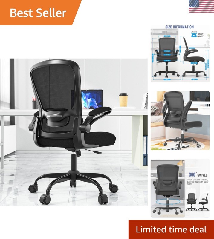 High-Back Office Chair - Ergonomic Design, 300lbs Capacity, Modern Black Finish