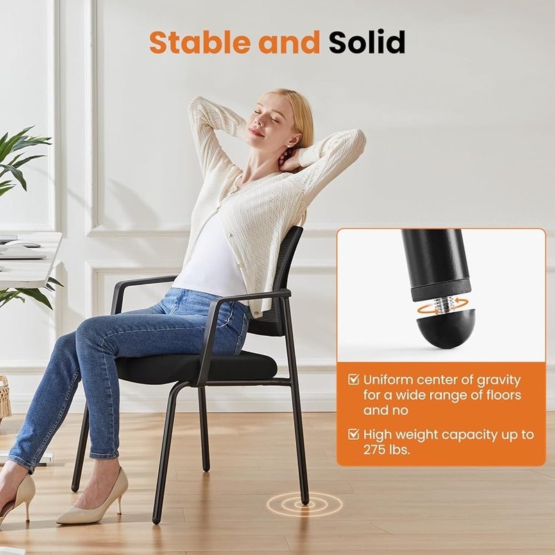 Ergonomic Stackable Office Chair W/ Breathable Mesh Backrest Comfort Support New gallery