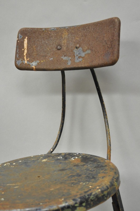 Vintage Industrial Steel Metal Rusty Distressed Garage Work Stool Chair gallery