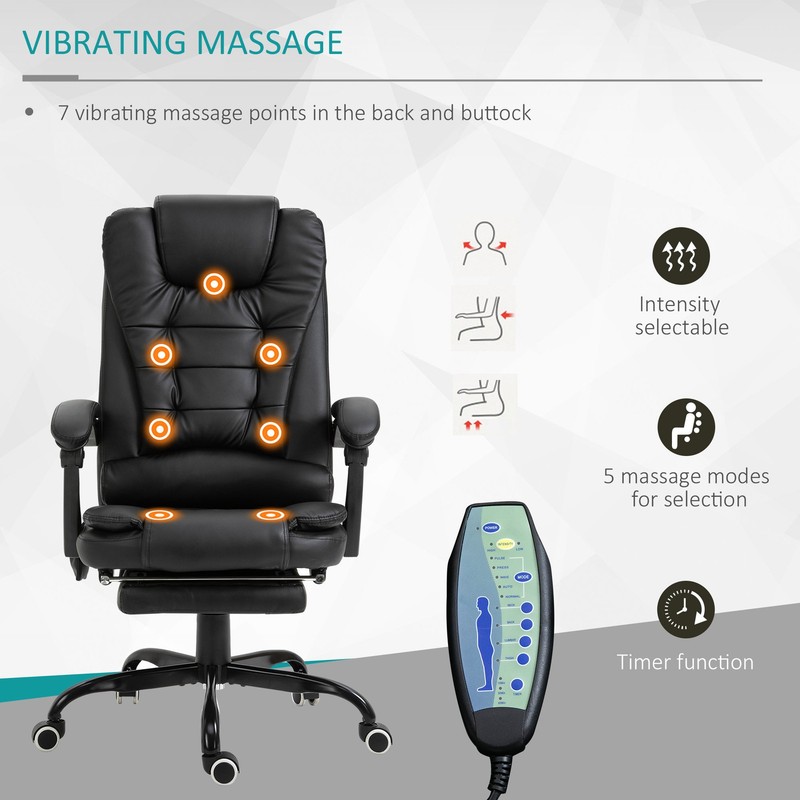 7-Point Vibrating Massage Office Chair with High Back Black gallery
