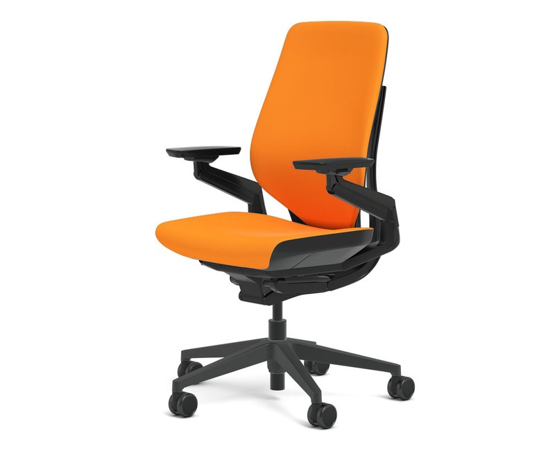 Steelcase Gesture Chair Adjustable Cogent Connect Shell Black Frame Tangerine