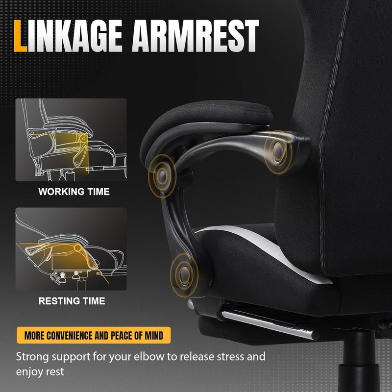 Gaming Chair W/ Foot Rest & Pocket Spring Cushion Breathable Fabric Home Office gallery