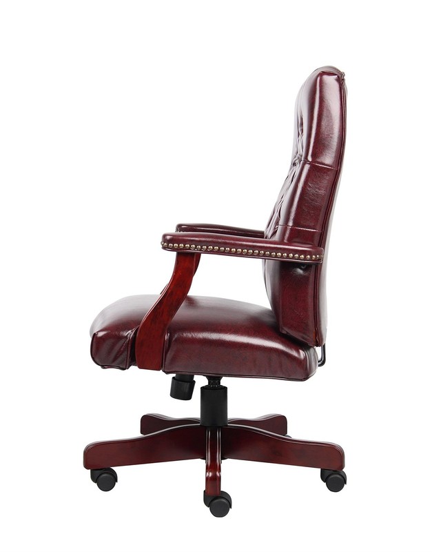 Pemberly Row High Back Faux Leather Tufted Executive Chair in Oxblood gallery