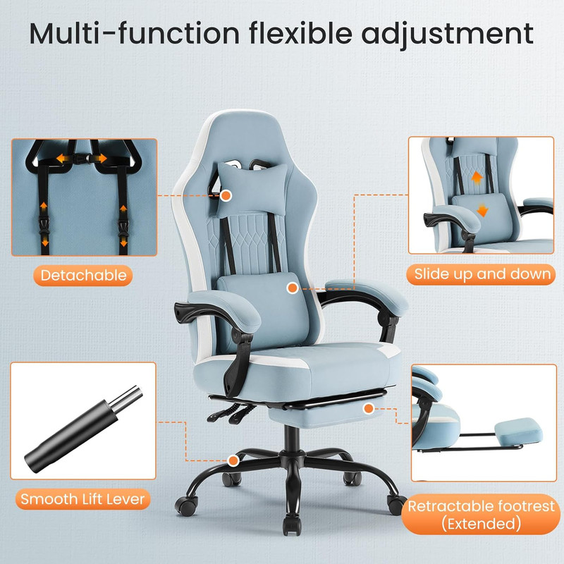 Video Game Chair - High Back Ergonomic Computer Desk Chair with Footrest gallery