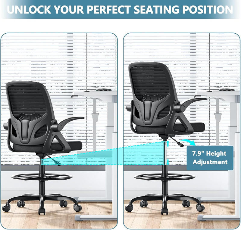 Drafting Chair Tall Office Chair, Ergonomic Standing Desk Chair with Adjustable gallery