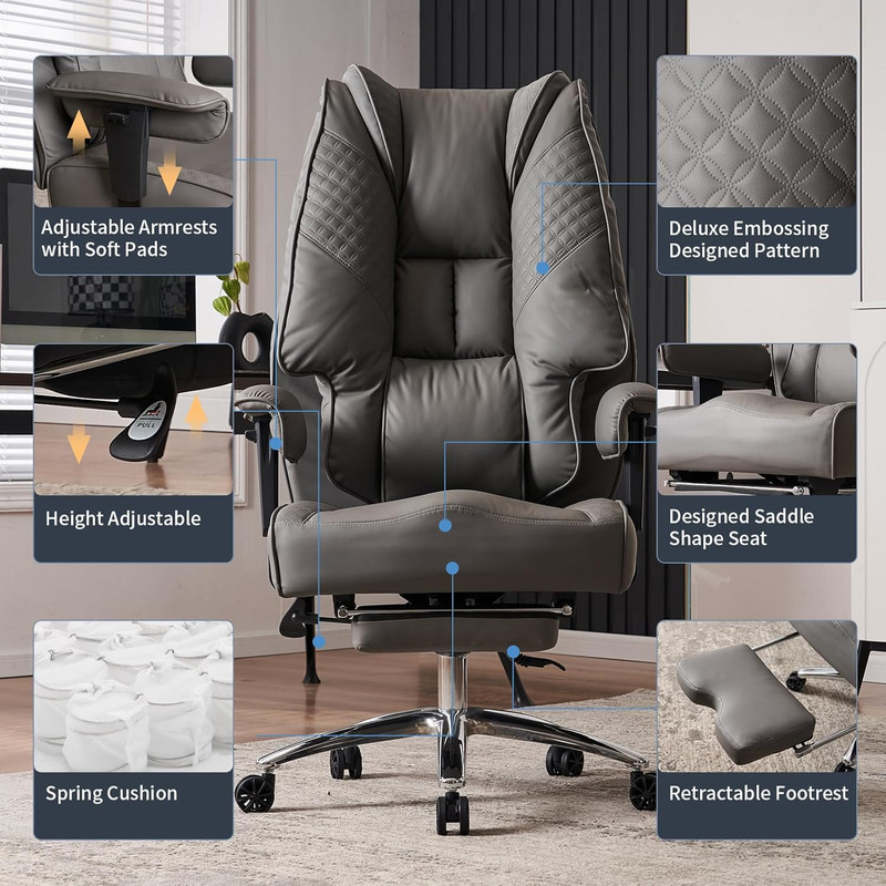 Big & Tall Executive Office Chair 400Lbs, Ergonomic with Foot Rest & Lumbar Supp gallery