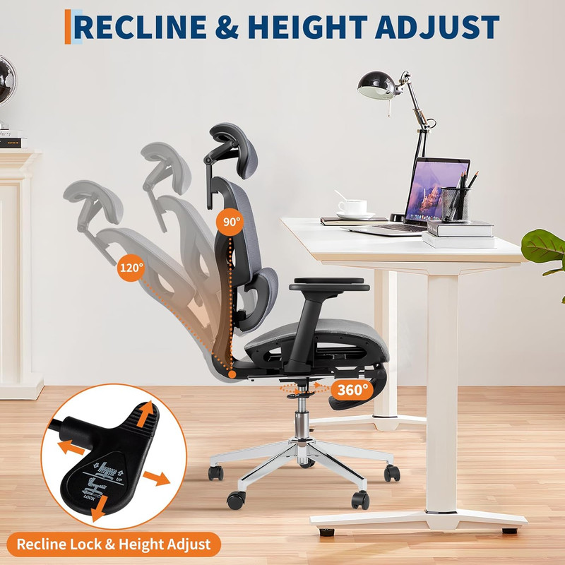 Ergonomic High Back Mesh Office Chair with Footrest & Adjustable Armrests gallery