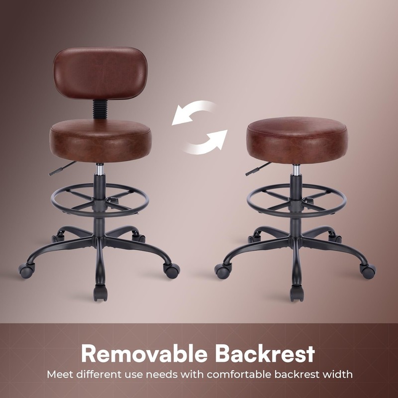 SUPERJARE Drafting Chair with Back, Adjustable Foot Rest Rolling Stool, Multi... gallery