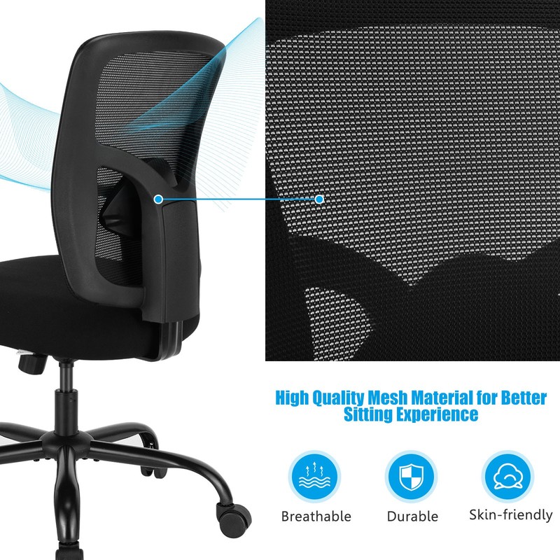 Costway 400LBS Mesh Big & Tall Office Chair Swivel Task Chair w/ Lumbar Support gallery