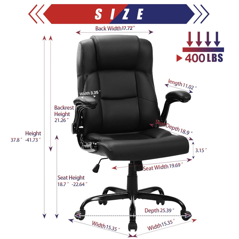 WIDE DESK CHAIRS Big and Tall 400 Lb Capacity Office Computer Chair High Back gallery