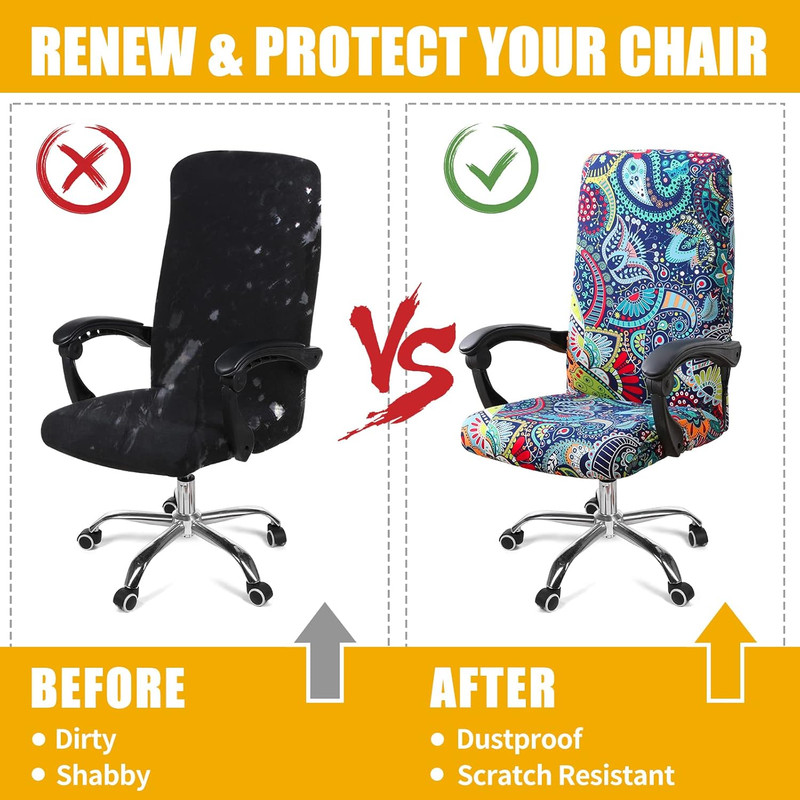 Stretch Printed Office Computer Chair Covers, Universal Desk Rotating Chair Slip gallery