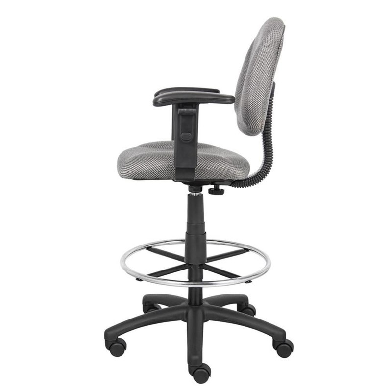 Scranton & Co Contoured Fabric Drafting Stool with Adjustable Arms in Gray gallery