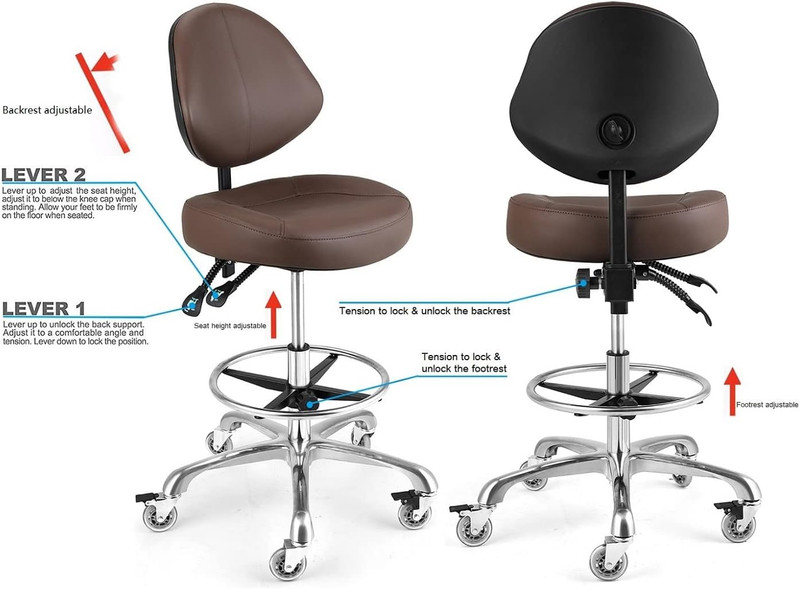 Rolling Drafting Chair with Back Support - Tall Office Chair for Standing Desk A gallery