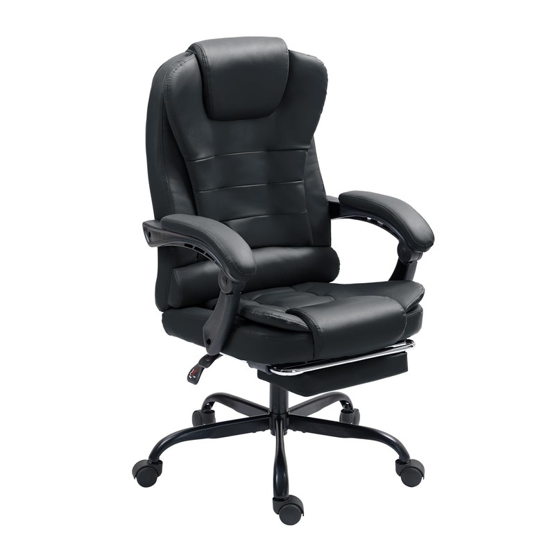 Big and Tall Executive Office Chair with Footrest, Ergonomic Reclining Black
