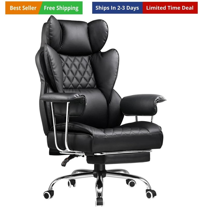 Big and Tall Office Chair, High Back Leather Gaming Chair with Footrest, Exec... gallery