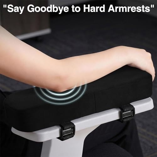 Ergonomic Memory Foam Armrest Pads - Non-Slip Cushions with Adjustable Straps, E gallery