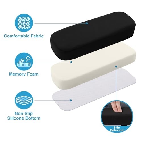 Ergonomic Memory Foam Armrest Pads - Non-Slip Cushions with Adjustable Straps, E gallery