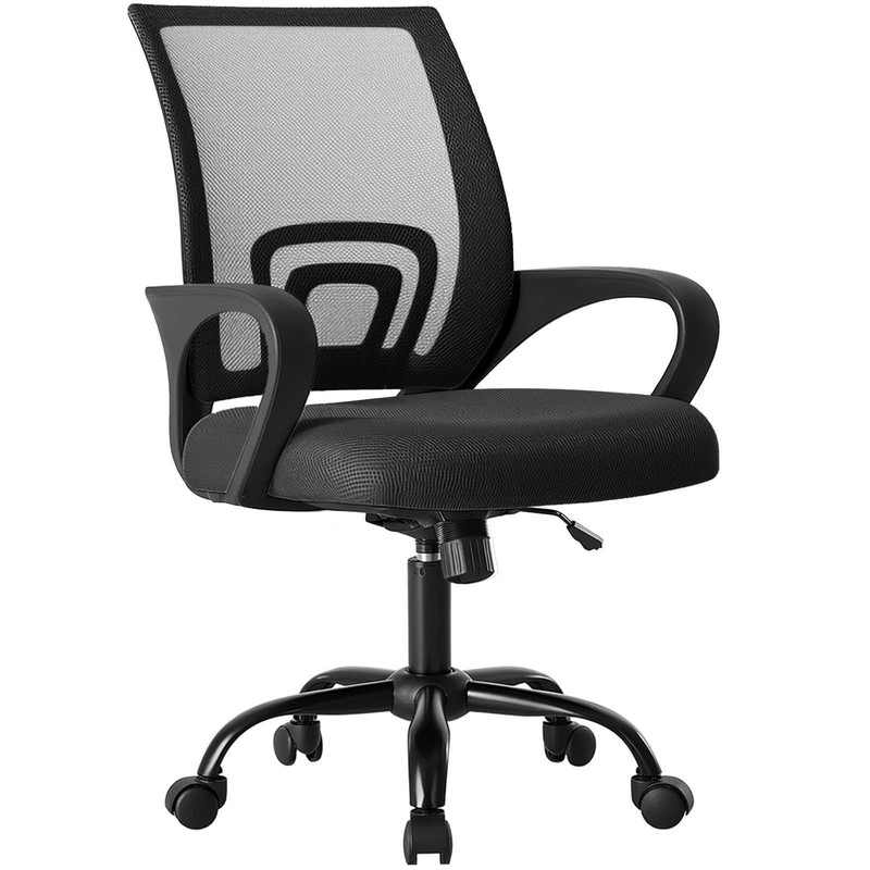 Office Desk Chair – Ergonomic Mid Back with Lumbar Support & Rocking Mode, He…