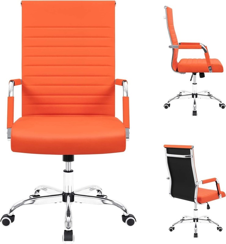 Mid-Back Leather Executive Conference Task Chair Adjustable Swivel Chair w/Arms
