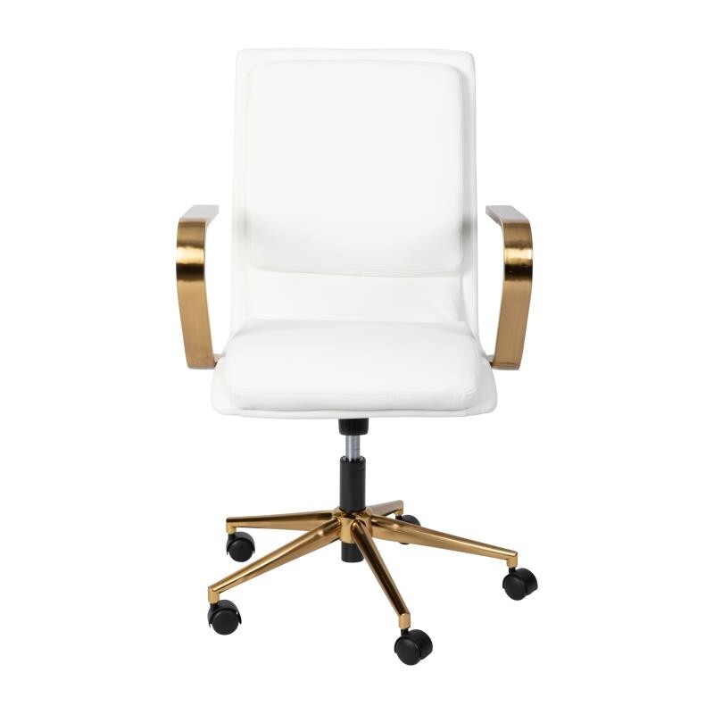 Mid-Back Designer Executive LeatherSoft Office Armchair with Brushed Gold Base gallery