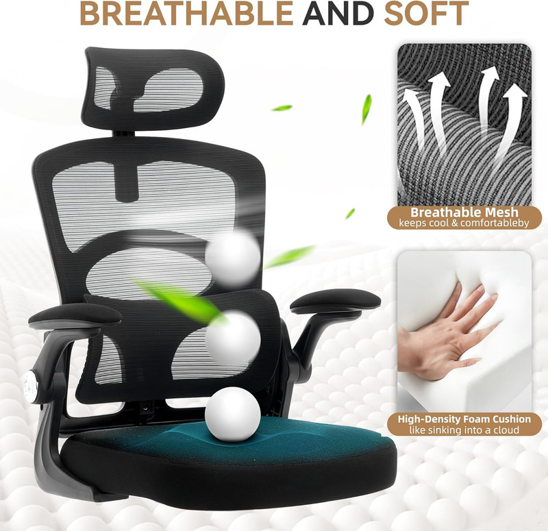 Ergonomic High Back Mesh Office Chair with Adjustable Headrest & Rolling Wheels gallery