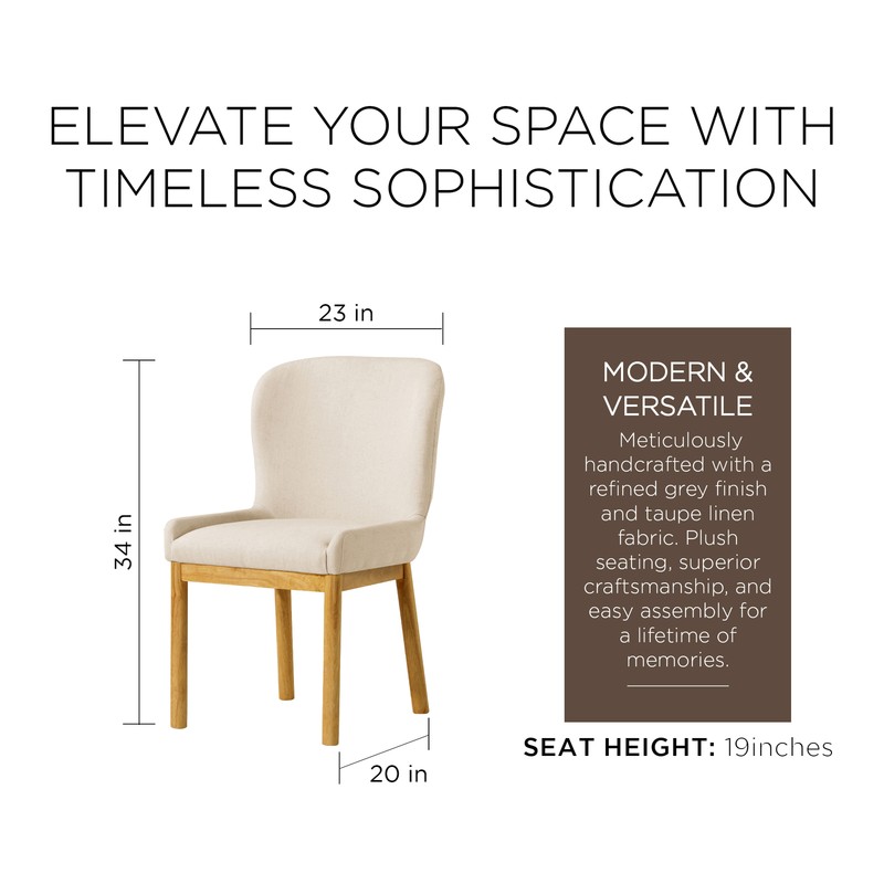 Maven Lane Gia Contemporary Dining Chair, Refined Natural Finish w/Fabric (Used) gallery