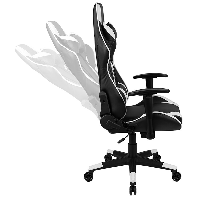 High Back Racing Gaming Chair with adjustable Arms in Black/White Leathersoft gallery