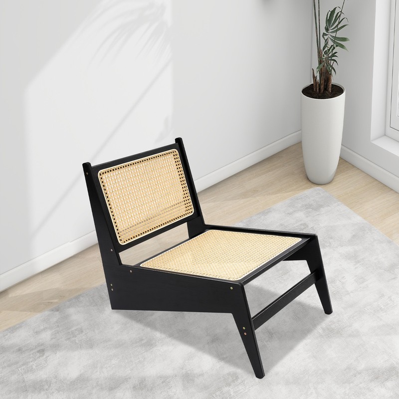 Home Bamboo Chair Bamboo Accent Chair Comfy Bamboo Chairs 53x64x58cm Black gallery