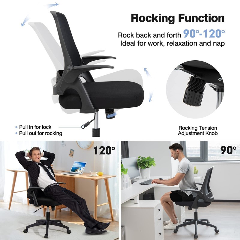 Ergonomic Mid-Back Mesh Computer Chair w/Lumbar Support, Flip-up Armrests, He... gallery