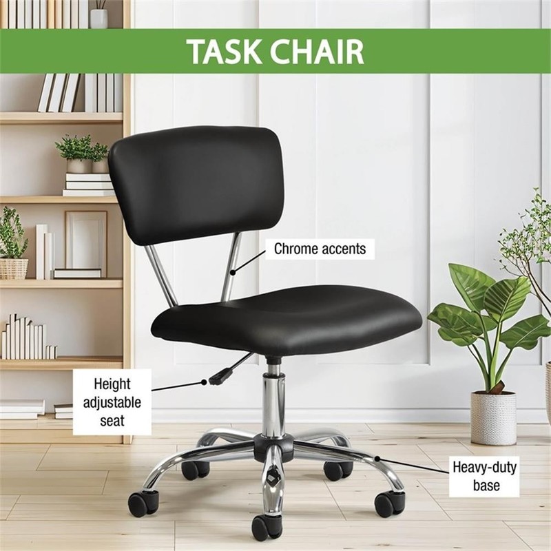 Scranton & Co Task Office Chair in Black Vinyl with Chrome Base gallery