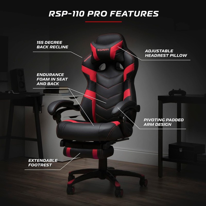 110 Pro Gaming Chair with Footrest - Ergonomic Recliner for Ultimate Comfort gallery