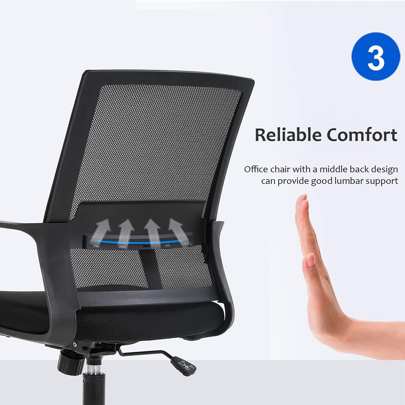 FDW Office Chair Ergonomic Desk Chair Mid-Back Mesh Computer Chair Lumbar Suppor gallery