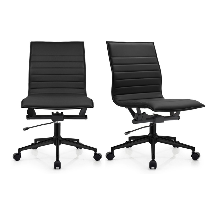 Set of 2 Home Office Chair PU Leather Ergonomic Desk Chair with Lumbar Support