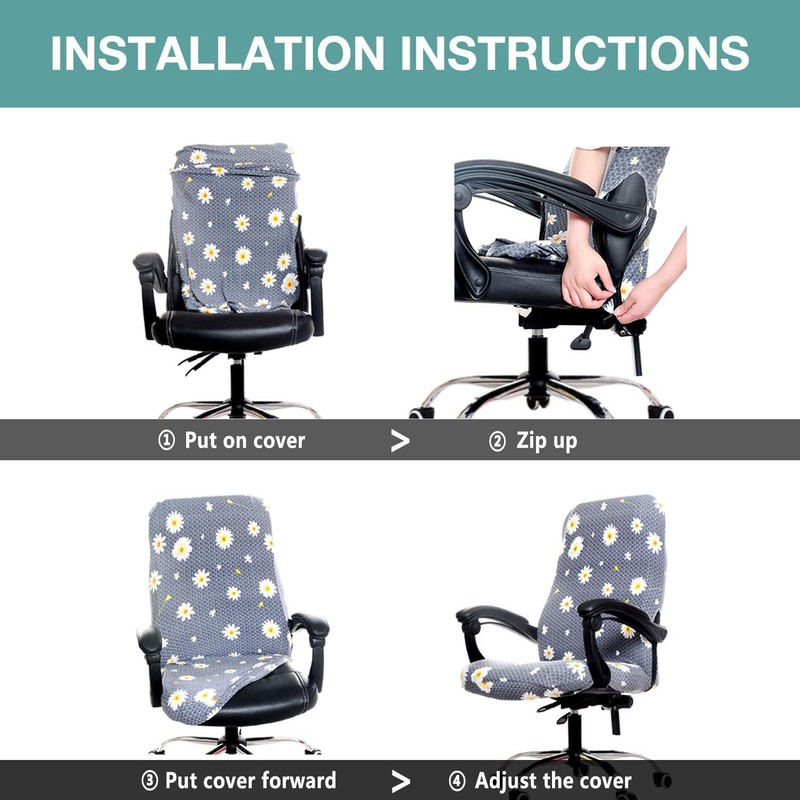 Melaluxe Office Chair Cover - Universal Stretch Desk Large Cover, Black gallery