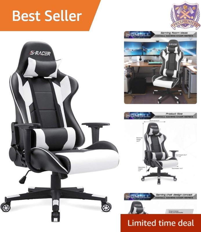 Gaming Chair Leather High Back Office Desk Racing Executive Ergonomic White