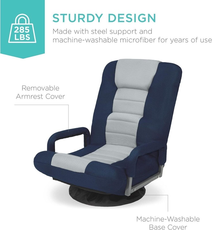360 Degree Multipurpose Floor Chair Folding Swivel Gaming Chair Armrest Handles gallery