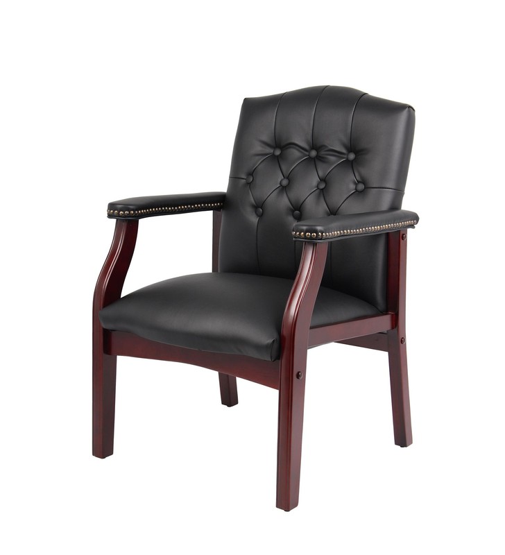Boss Office Traditional Faux Leather Tufted Guest Chair in Black gallery