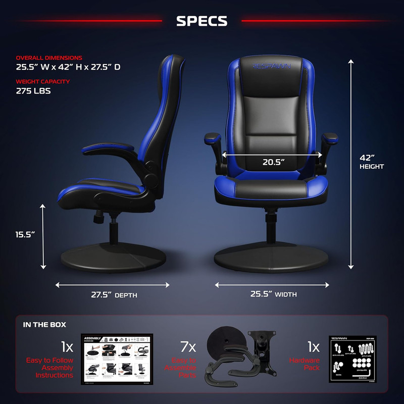 RESPAWN 800 Swivel Rocker Gaming Chair - Ergonomic Floor Gaming Seat with Lumbar gallery