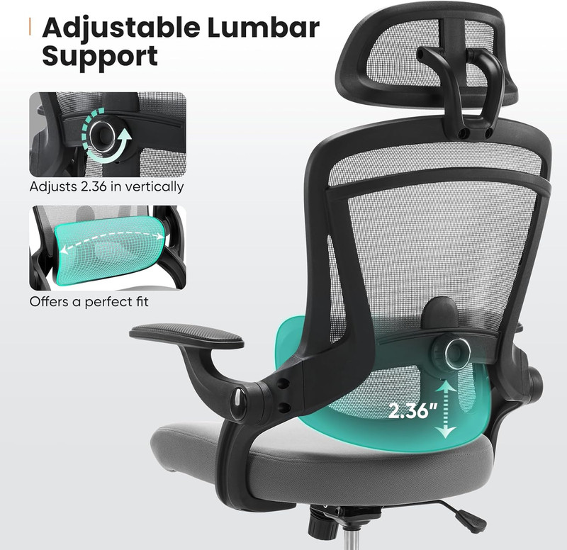 Executive Office Ergonomic Desk Chair, 300 LBS Home Mesh Chairs with Wheels, 2D gallery