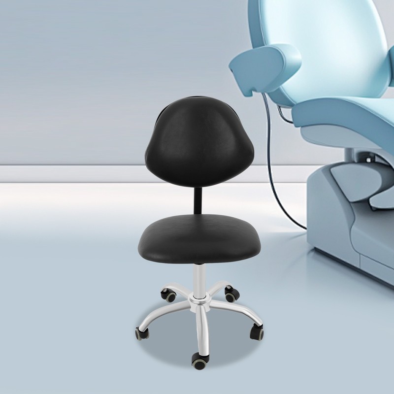 Adjustable Saddle Swivel Chair Ergonomic Rolling Stool w/ Backrest for Office gallery