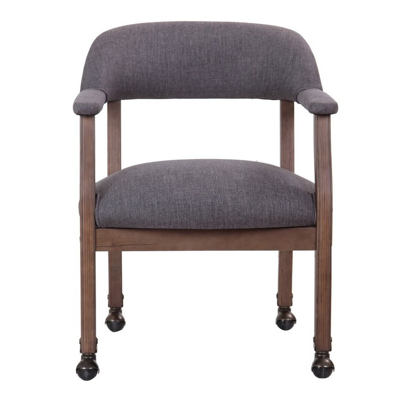 Boss Modern Captain's Chair in Slate Grade Commercial Grade Linen With Casters gallery