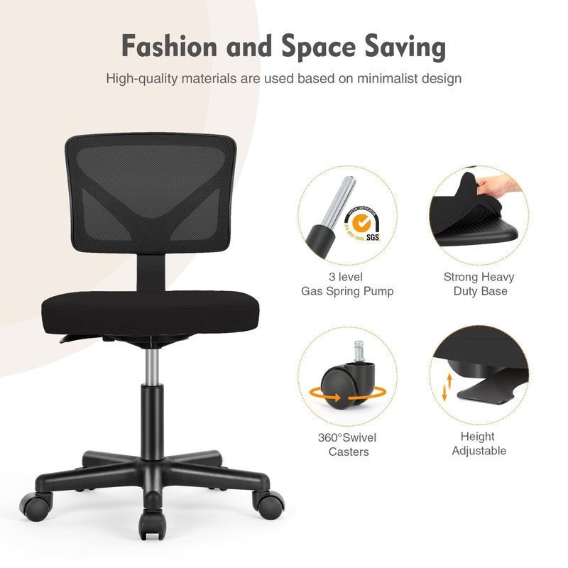 Mesh Task Chair W/ Padded Seat Home Office Blue gallery