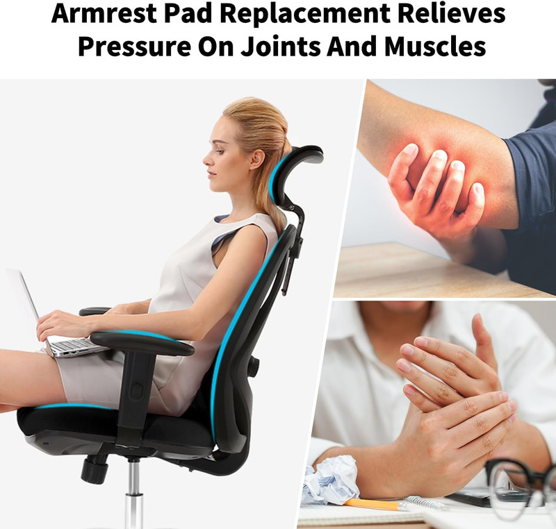 Universal Office Chair Arm Rest Replacement Pads -Ergonomic Arm Pads with 4" Mou gallery