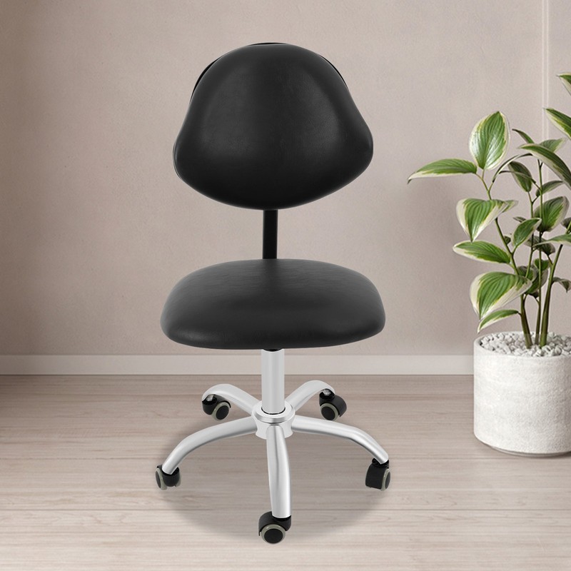 Adjustable Saddle Swivel Chair Ergonomic Rolling Stool w/ Backrest for Office gallery
